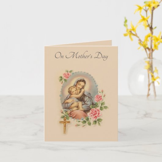 母の日のイエス・キリストメリーのバラの数珠 カード (黄色い花)