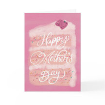 母の日のイチゴケーキのグリーティングカード