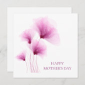 母の日のエレガントなグリッターのピンクの花柄 シーズンカード (正面/裏面)