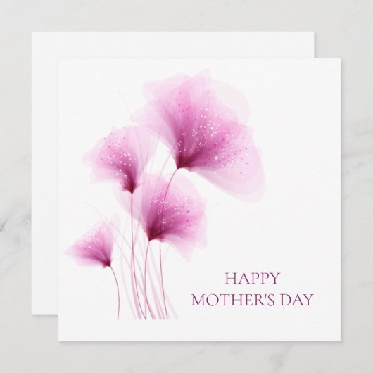 母の日のエレガントなグリッターのピンクの花柄 シーズンカード (正面/裏面)