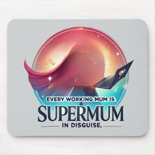 母の日のオフィスのギフトスーパーママAIアート マウスパッド (正面)