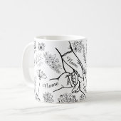 母の日のカスタムネームキッズが母の手を握るデザイン コーヒーマグカップ (正面左)