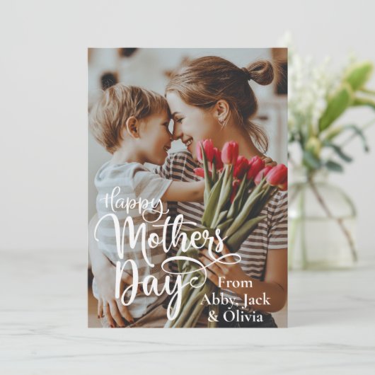 母の日のカスタム写真とテキスト カード (スタンド正面)