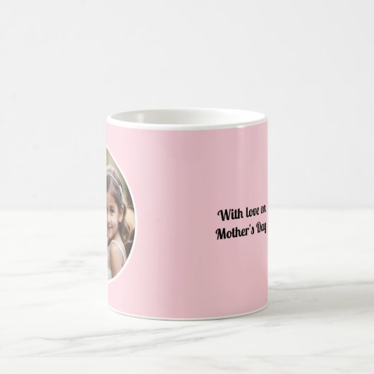 母の日のカスタム言葉とフォトピかわいらしンク コーヒーマグカップ (中央)