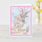 母の日のカンガルー カード (黄色い花)