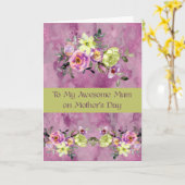 母の日のカードお母さんライム&ピンクの花 カード (黄色い花)