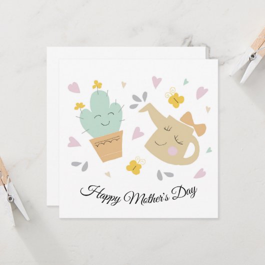 母の日のカードかわいい カード (正面/裏面インサイチュ)