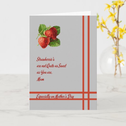 母の日のカードとイチゴのお母さん カード (黄色い花)