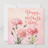 母の日のカードとピンクのカーネーション (正面)