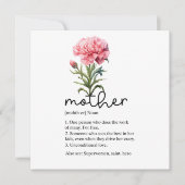 母の日のカードとピンクのカーネーション (正面)