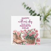 母の日のカードとピンクのカーネーション (スタンド正面)