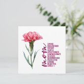 母の日のカードとピンクのカーネーション (スタンド正面)