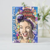 母の日のカードと幸せな女性 – おもしろい カード (スタンド正面)