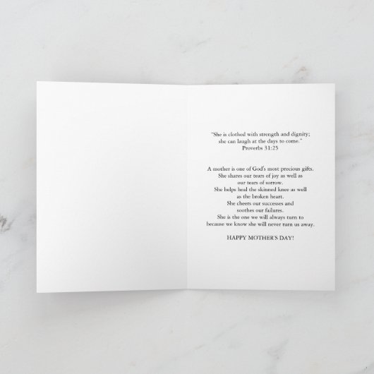母の日のカードと聖書と手 カード (内部)