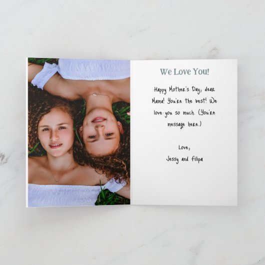 母の日のカードのフローラ、無私母へのリマインダー カード (内部)