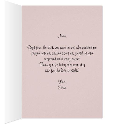 母の日のカードをパーソナライズするピンクのグレーフローラ (内側 (右))