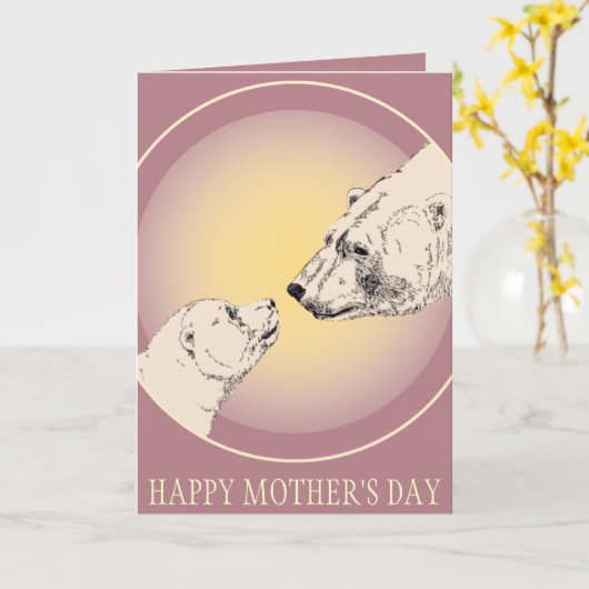 母の日のカードポーラーベアグリーティングカード カード (黄色い花)