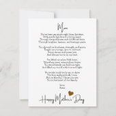 母の日のカードモダンに心からの詩 (正面)