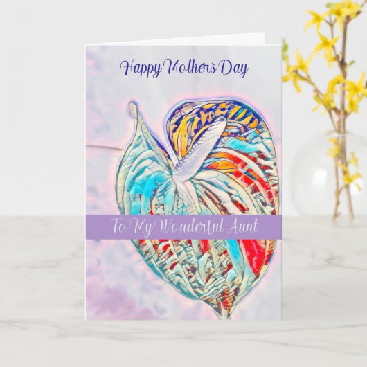 母の日のカード叔母とAnthurium カード (黄色い花)