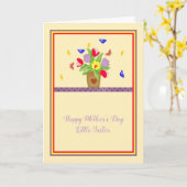 母の日のカード小さな妹のための花のポット カード (黄色い花)