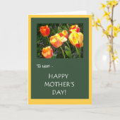 母の日のカード'母へ' - 'チューリップ' カード (黄色い花)