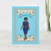 母の日のカード黒の母の青と花 サンキューカード (正面)