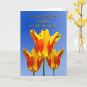 母の日のカード、チューリップの太陽の光 カード (黄色い花)