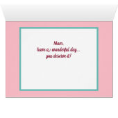 母の日のカード、バブルガムピンク & ティール、写真カード (内部横(下))