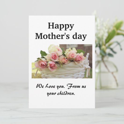 母の日のカード | ピンクの花のホリデーカード 招待状 (スタンド正面)