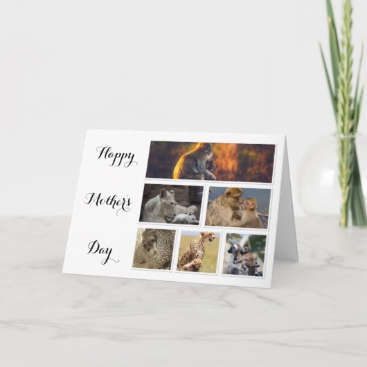 母の日のカード – 動物の写真のコラージュ カード (正面)