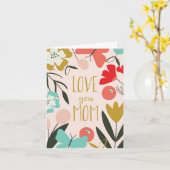母の日のカード - 愛してるママ カード (黄色い花)