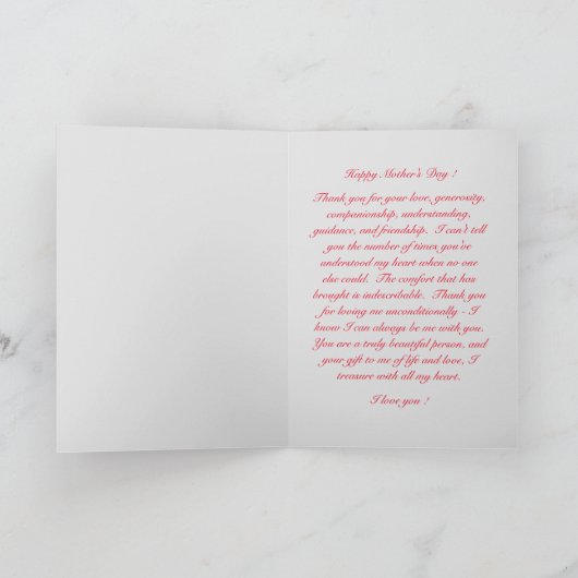 母の日のカード |感動的娘 カード (内部)