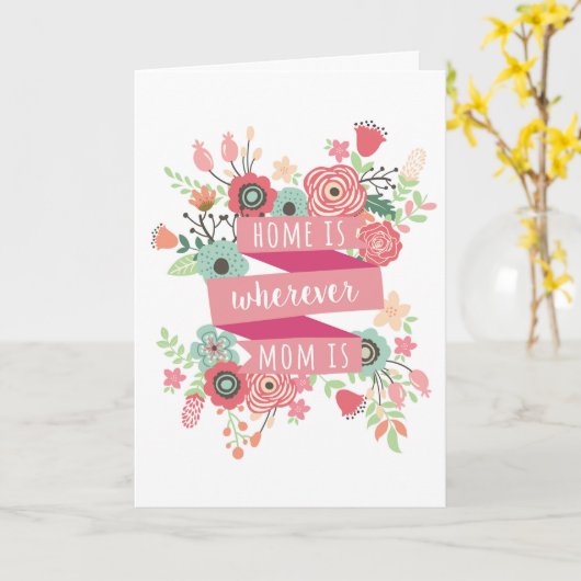 母の日のカード、母の行くところは家 カード (黄色い花)