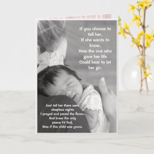 母の日のカード – 養子用または誕生ママ用 カード (黄色い花)