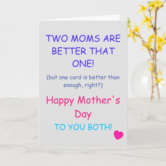 母の日のカード - 2人のママは1人よりいいわ カード (黄色い花)