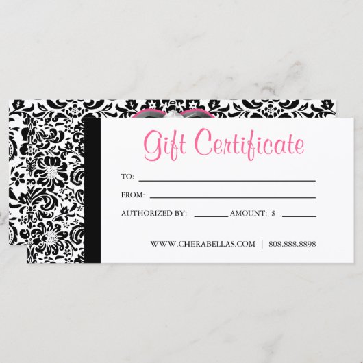 母の日のギフト券サロンピンクダマスク (正面/裏面)