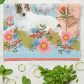 母の日のコリーと花 キッチンタオル (折り畳み)