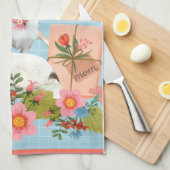 母の日のコリーと花 キッチンタオル (四つ折り)