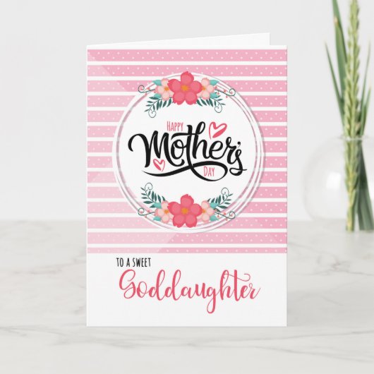 母の日のゴド娘のためにピンクの盆栽 カード (正面)