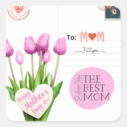 母の日のスクエアステッカー スクエアシール (正面)