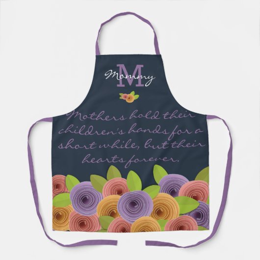 母の日のスクリプユニークトエレガントモダンフローラ エプロン (正面)