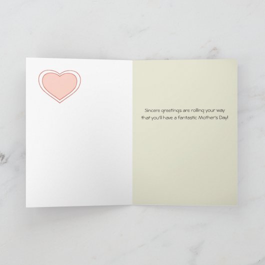 母の日のステップ母のレトロ自転車と花 カード (内部)