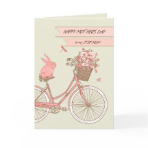 母の日のステップ母のレトロ自転車と花