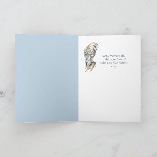 母の日のステップ母ユーモア納屋フクロウ鳥 カード (内部)