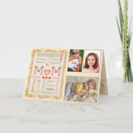 母の日のタイポグラフィの黄色の写真の挨拶 カード