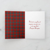 母の日のタータン・チェックのスティックガール シーズンカード (内部)