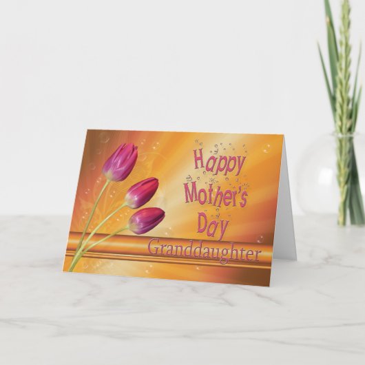 母の日のチューリップ孫娘 カード (正面)