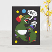 母の日のティラノサウルス・レックスのレックスの恐竜は個人化なります カード (黄色い花)