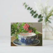 母の日のティーカップコバルトの花 シーズンポストカード (スタンド正面)