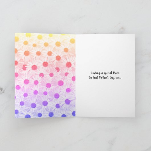 母の日のデイジーおよびてんとう虫 カード (内部)